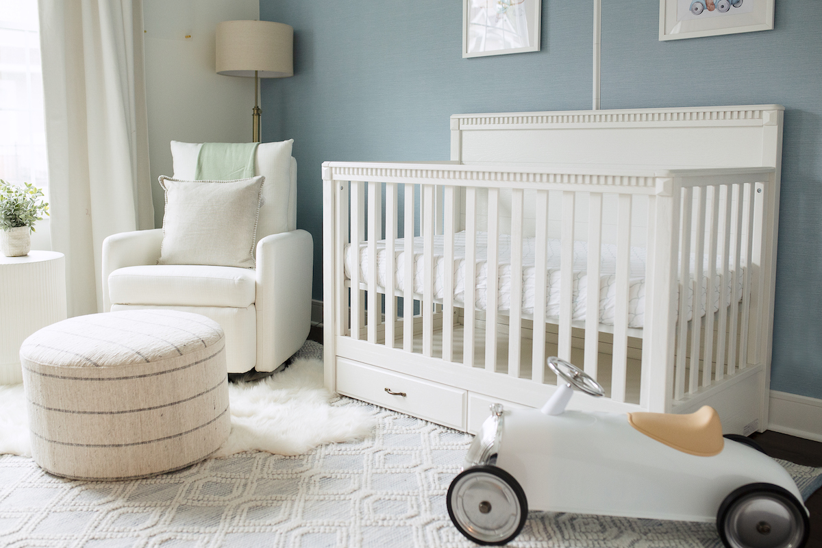 Blue Grasscloth Boy Nursery Design