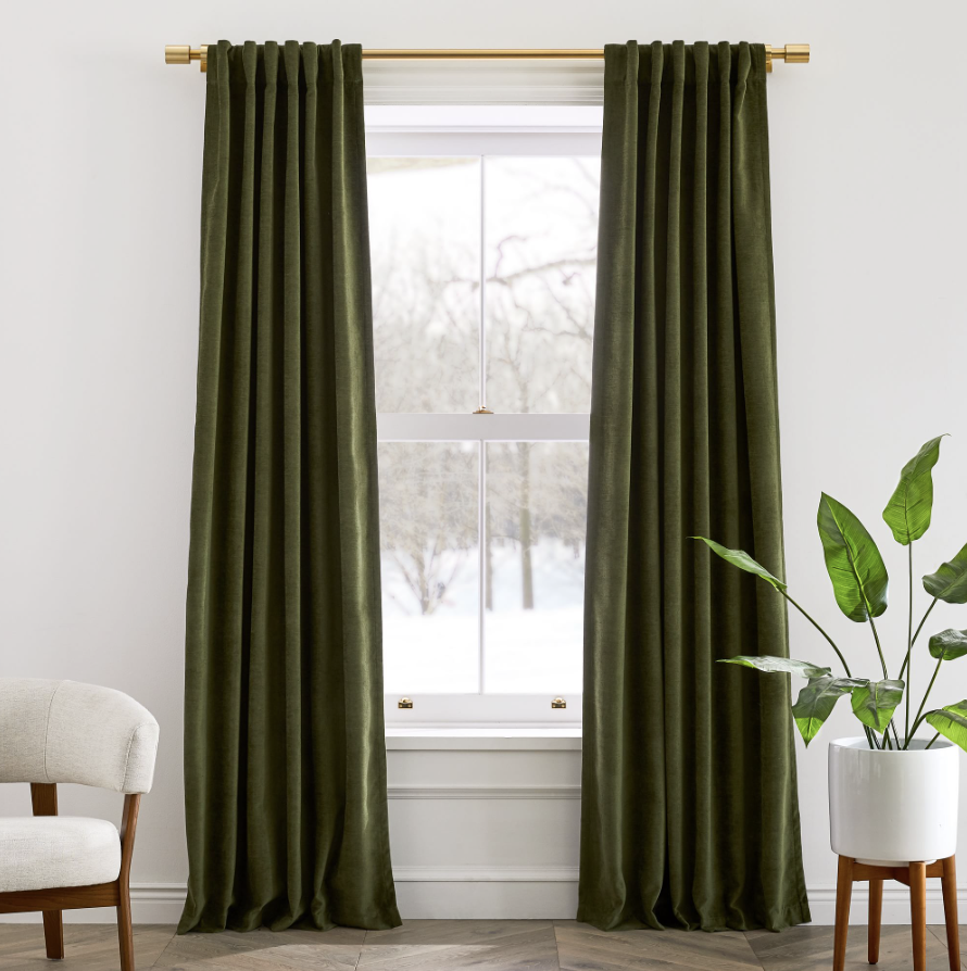 Green Velvet Blackout Curtain