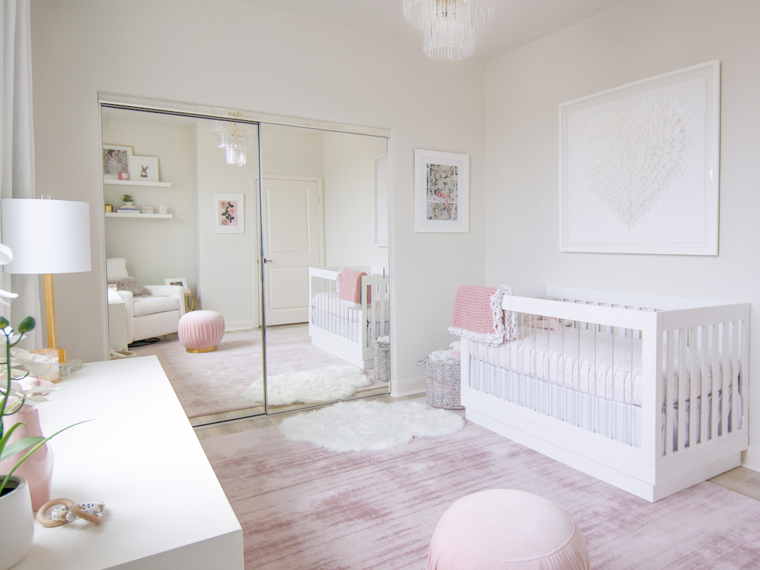modern blush nursery acrylic crib Modern Blush Nursery Design