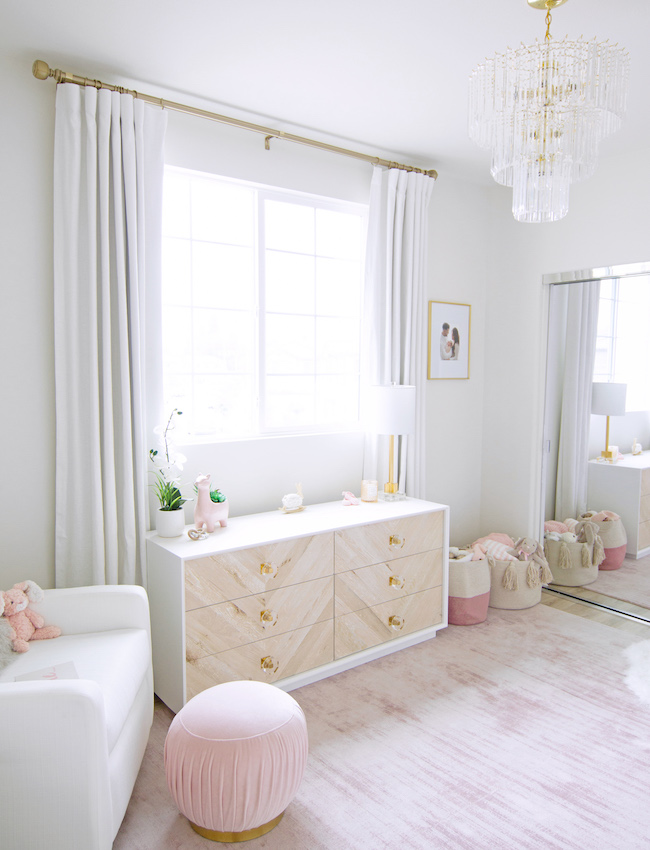 White Modern Blush Nursery Design