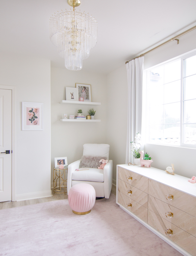 White Modern Blush Nursery Design