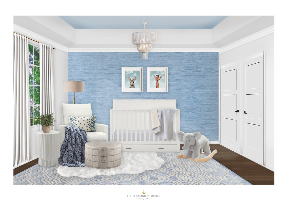 White & Blue Boy's Nursery Virtual Design