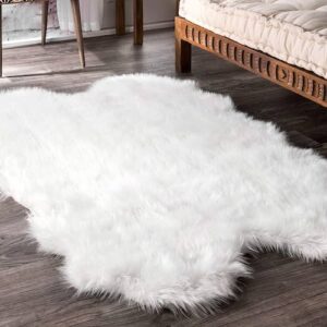 White Faux Sheepskin Nursery Rug