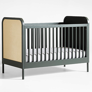 Crate and Barrel Maren Olive and Cane Convertible Crib
