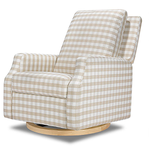 Namesake Crewe Modern Tan Gingham Swivel Glider