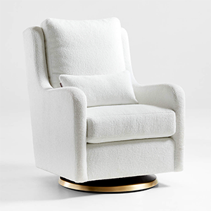 Monte Faux Sherpa Swivel Glider with Gold Base