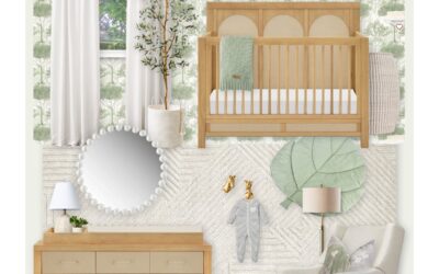 A Natural Nursery Design With Green Tree Wallpaper