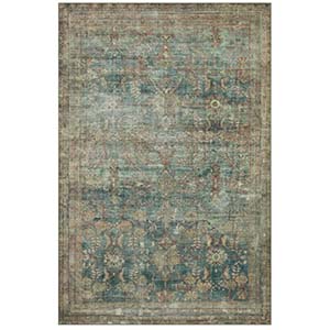 Magnolia Home Loloi Washable Green Traditional Vintage Rug