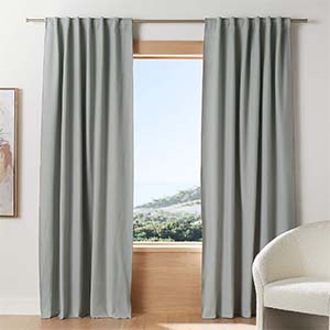 Blue Organic Merrow Stitch Blackout Curtains