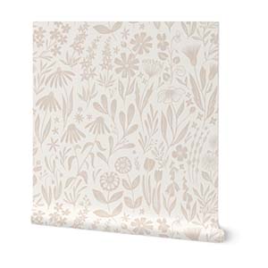 Spoonflower Neutral Wildflower Wallpaper