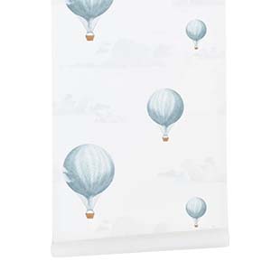 Vintage Blue Air Balloon Removable Wallpaper