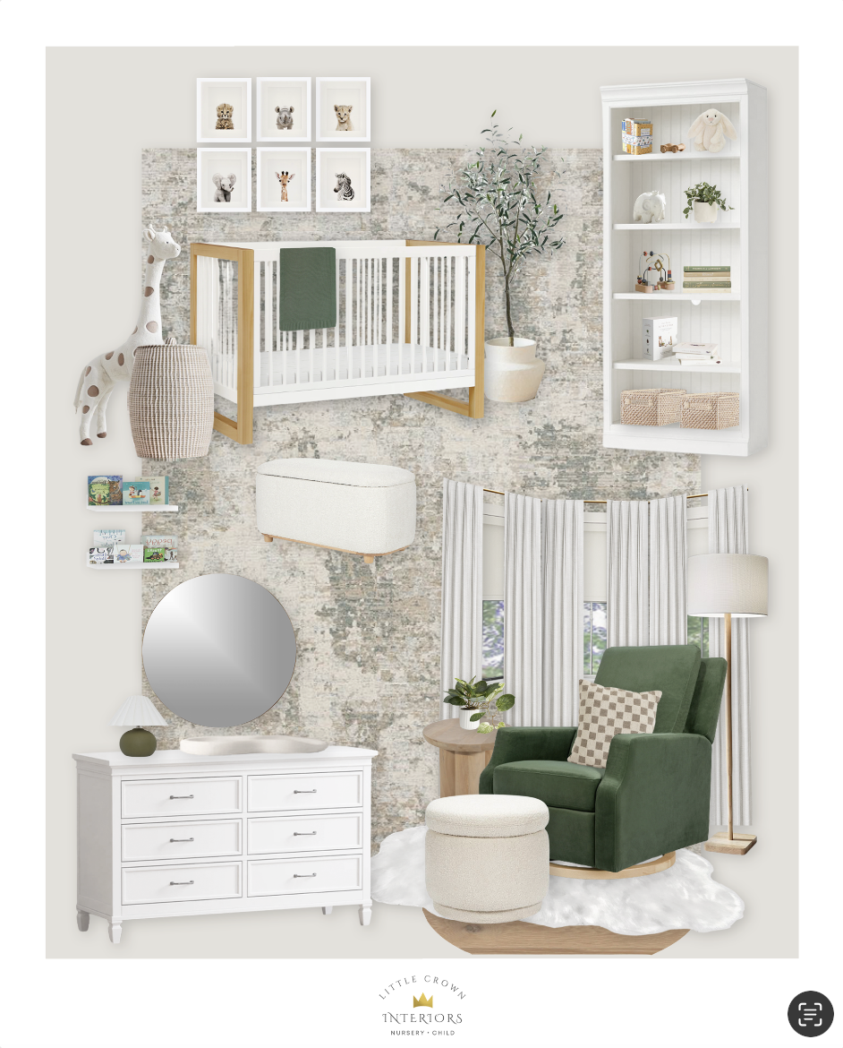 Neutral & Sage Safari Nursery Virtual Design
