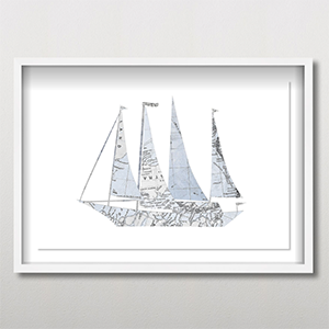 Pottery Barn Sailboat Map Art