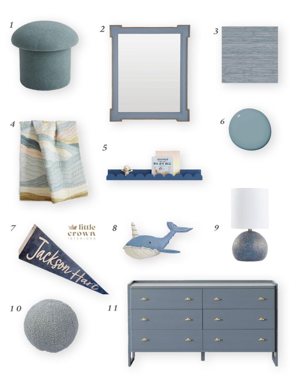 Our Favorite Slate Blue Nursery Decor - Little Crown Interiors