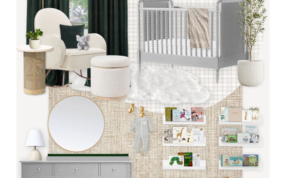A Neutral and Emerald Green Nursery Virtual Design