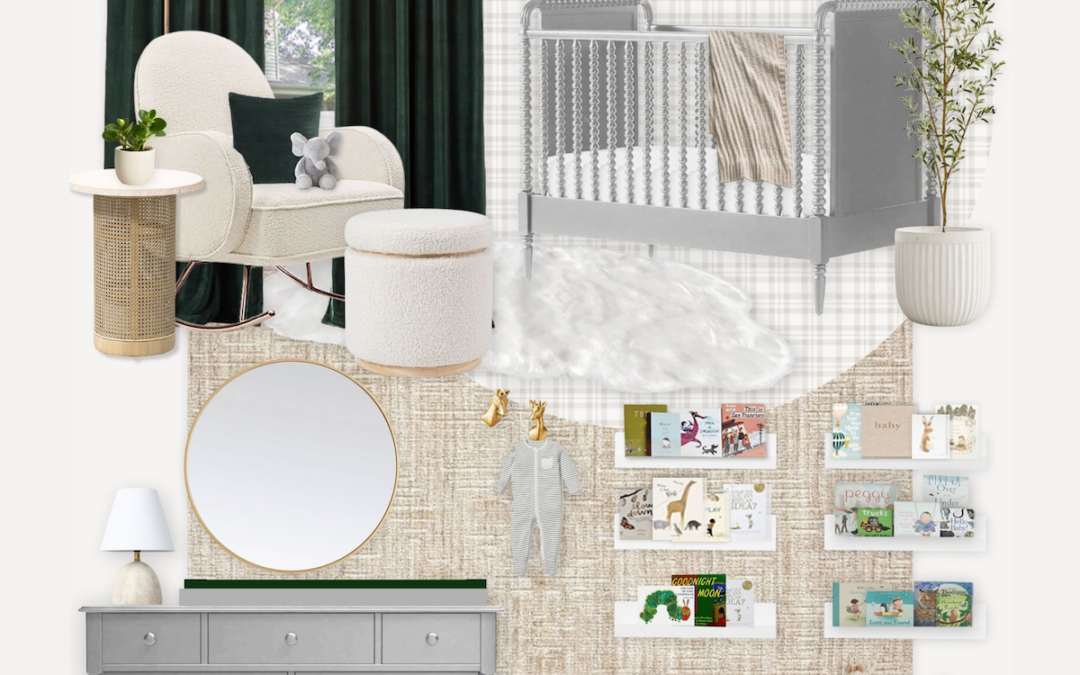 A Neutral and Emerald Green Nursery Virtual Design