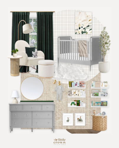 Neutral Emerald Green Nursery Virtual Design