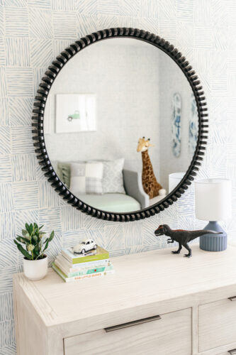 Boy's Bedroom with Subtle Blue Wallpaper