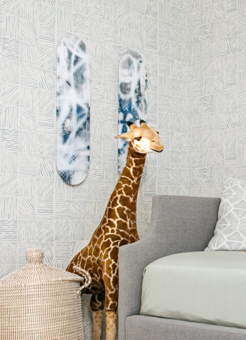 Subtle Blue, Light Gray and Sage Boy's Bedroom - Little Crown Interiors
