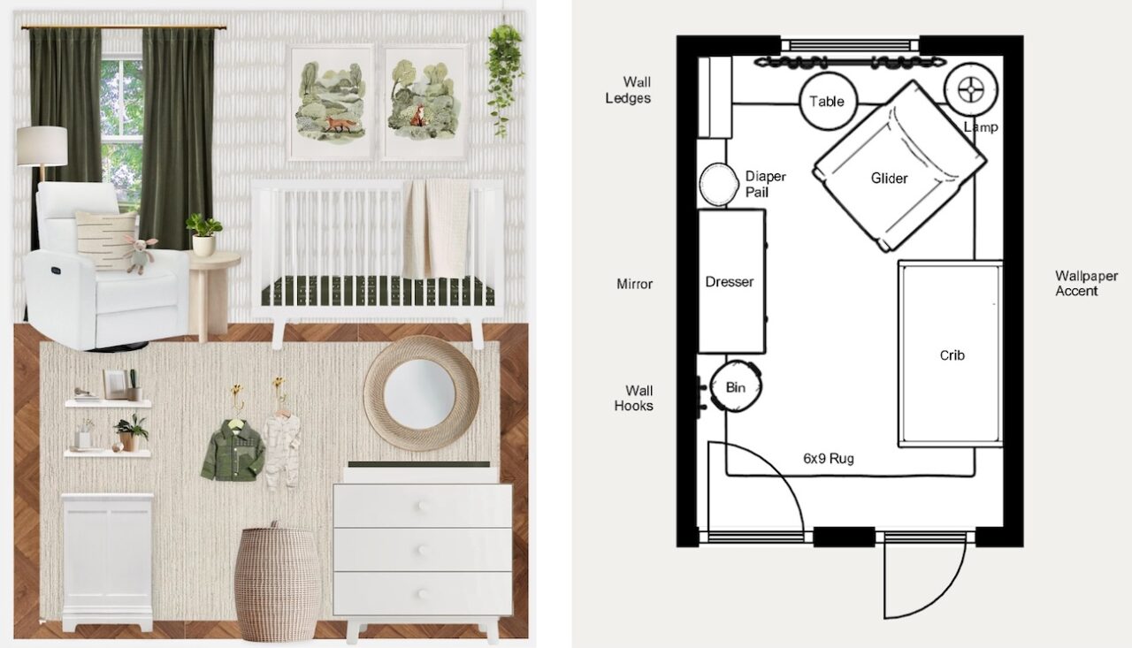A Woodland Neutral and Green Nursery Virtual Design - Little Crown ...