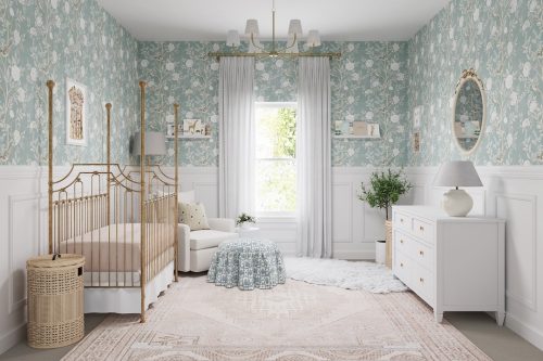Soft Blue Floral Nursery with Parisian Charm