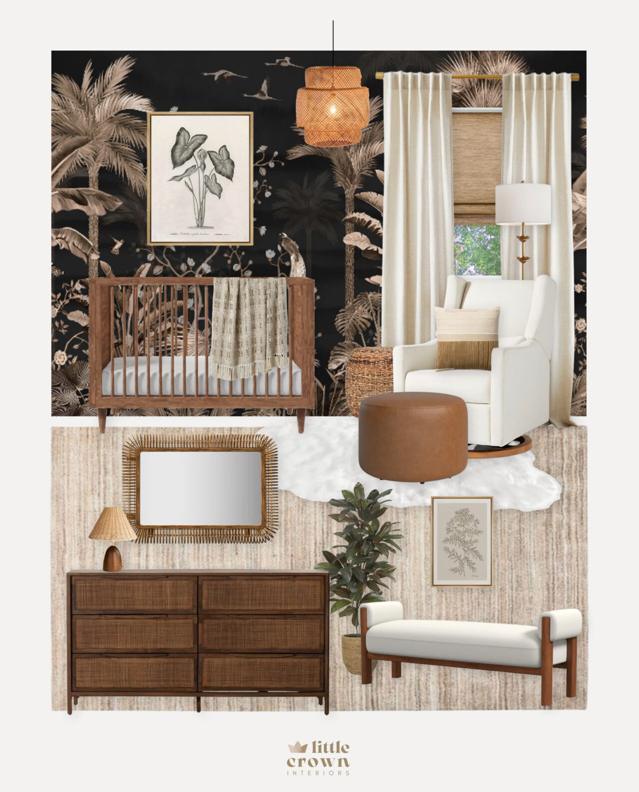 AI Inspiration to Reality Black & Wood Tone Nursery Little Crown