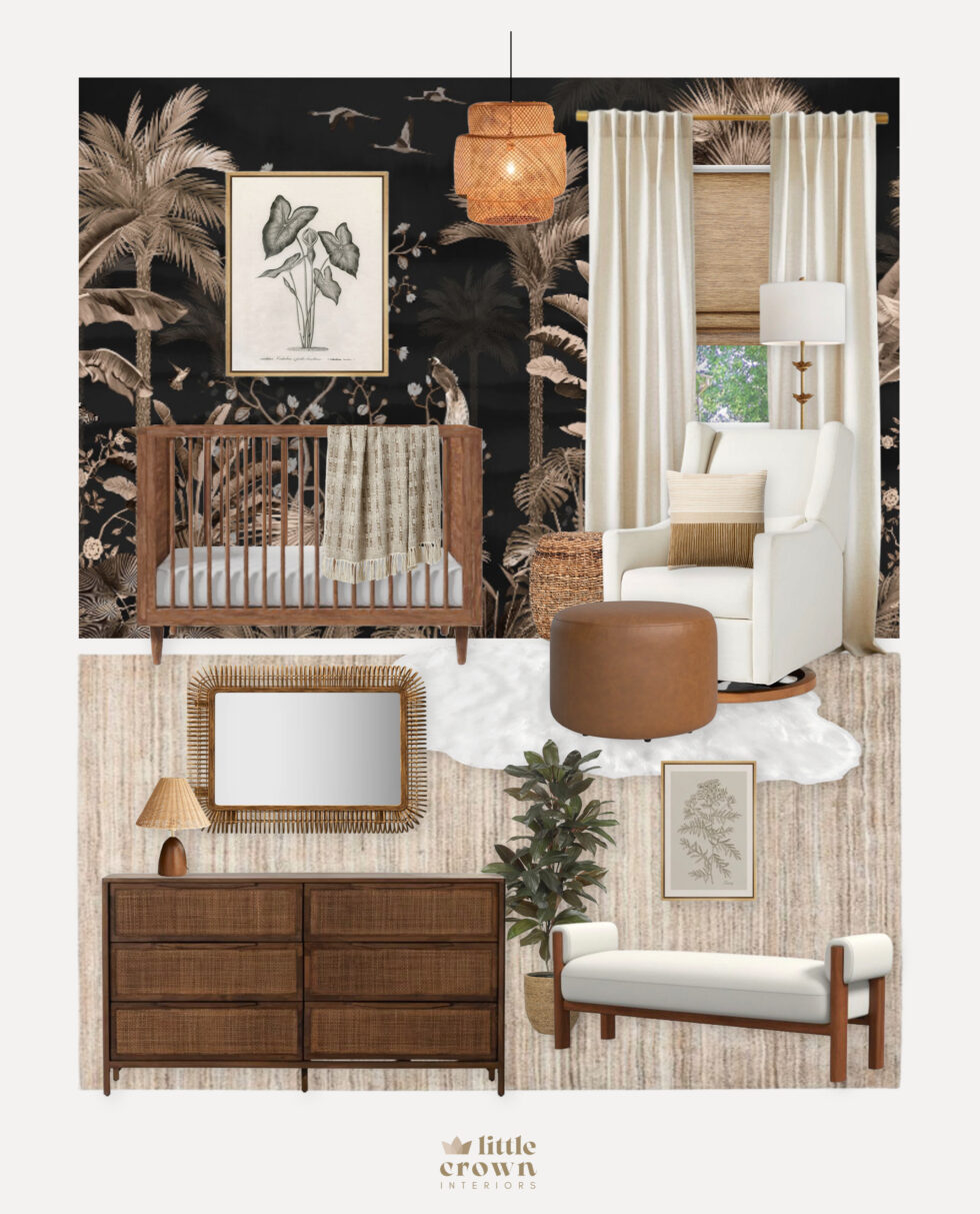 AI Inspiration to Reality: Black & Wood Tone Nursery - Little Crown ...