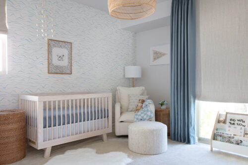 Neutral Nursery Design with Soft Blue Accents