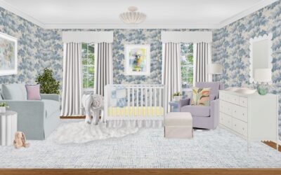 Maximalist Nursery with Wallpaper and Abstract Art