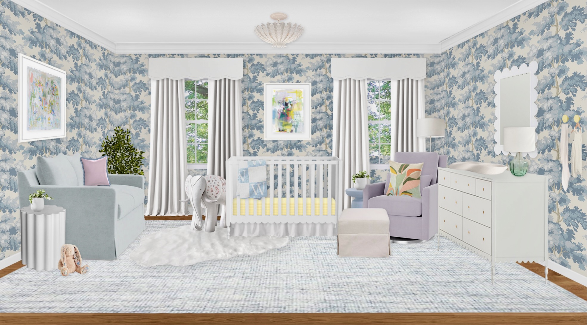 Blue Virtual Nursery with Scalloped Details
