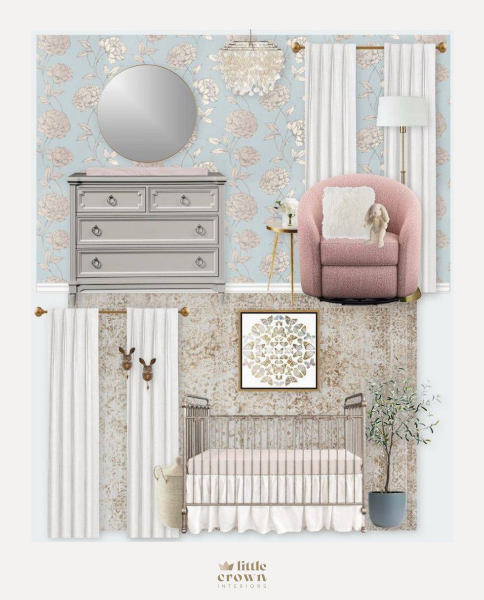 Virtual Design Reveal: Elegant & Whimsical Floral Nursery - Little ...