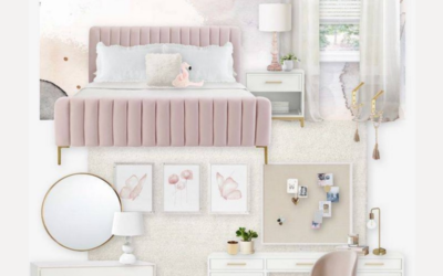 Virtual Design Reveal: Blush and Gold Girl’s Bedroom
