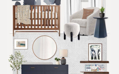 Virtual Design Reveal: Gray & Navy Nursery with Walnut Crib
