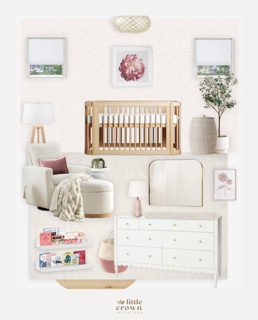 A Neutral Floral Girl's Nursery Virtual Design Reveal - Little Crown ...