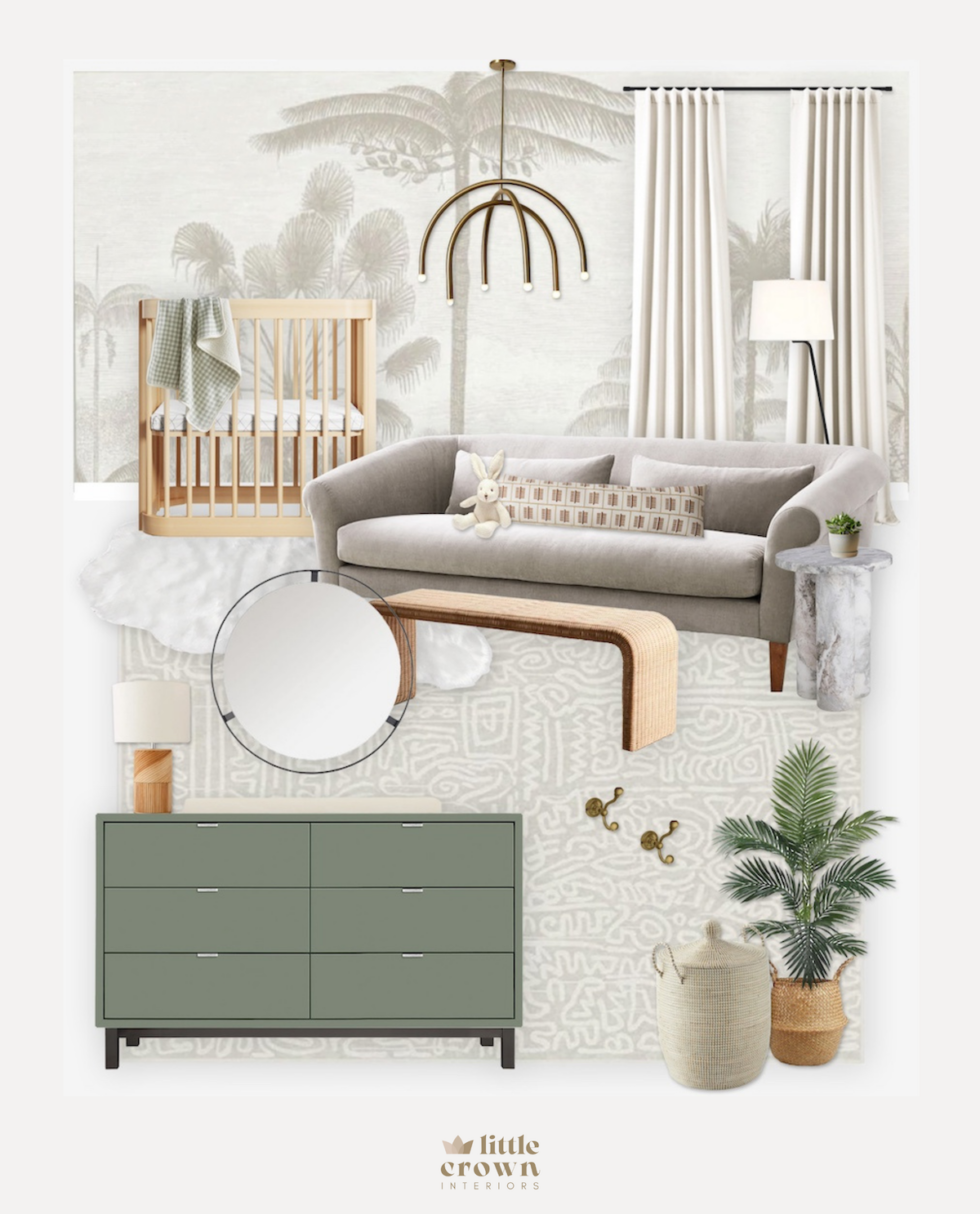 A Shared Nursery Design with Subtle Jungle Details - Little Crown Interiors