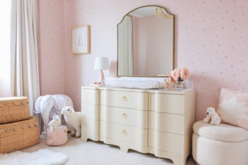 Nursery Design with Pink & Gold Star Wallpaper