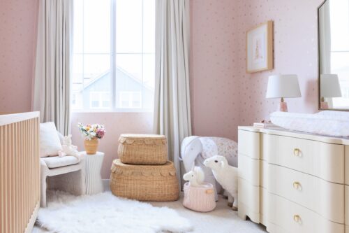 Nursery Design with Pink & Gold Star Wallpaper