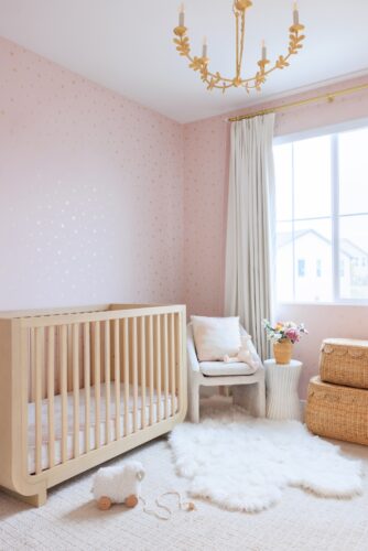 Nursery Design with Pink & Gold Star Wallpaper