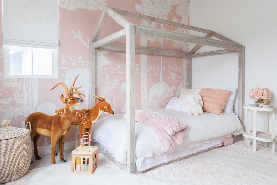 Sweet, Soft Pink Woodland Girl's Bedroom Design Reveal