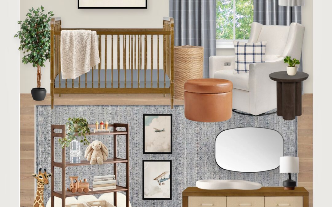 Blue Slate Virtual Nursery with Vintage Airplane Accents