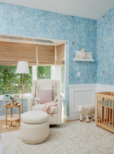 Chinoiserie Blue Floral Nursery Design for Twins