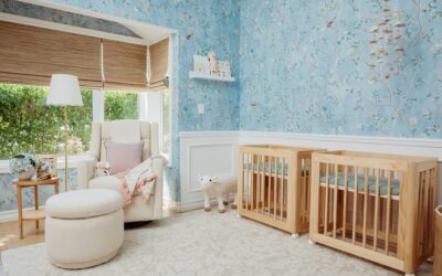 A Gorgeous Chinoiserie Blue Floral Nursery Design for Twins