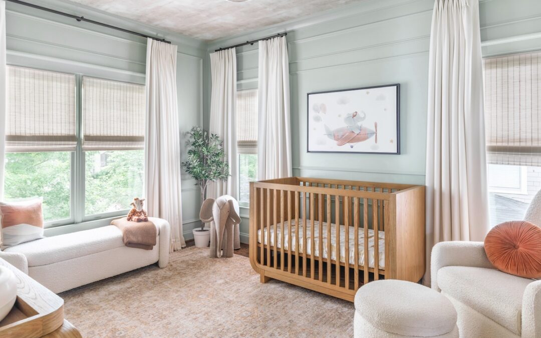 Sage Green Nursery Design with Paneling & Earth Tones