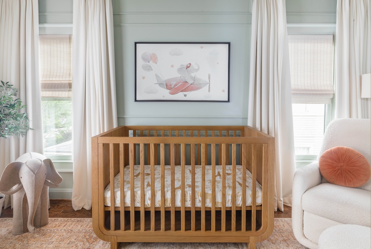 Sage Green Nursery Design with Paneling