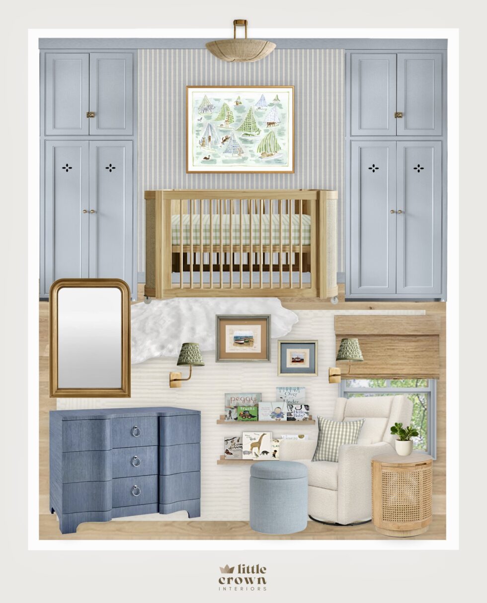 A Soft Blue and Neutral Virtual Nursery Design - Little Crown Interiors
