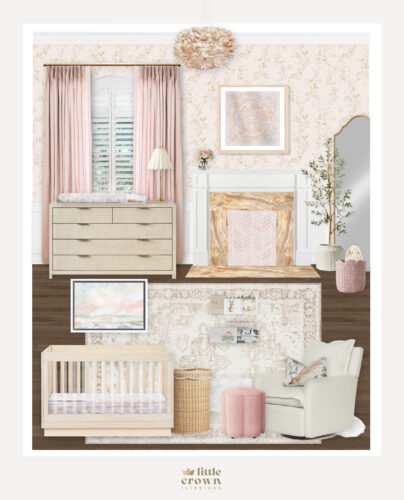 Feminine Blush and Floral Virtual Nursery Design