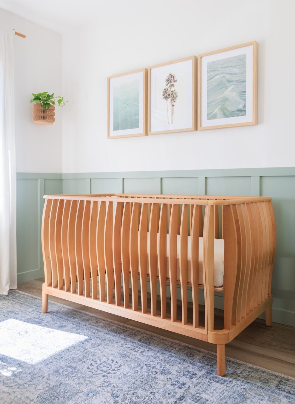 A Beachy Sage Green Nursery Design for Tara Brose - Little Crown Interiors