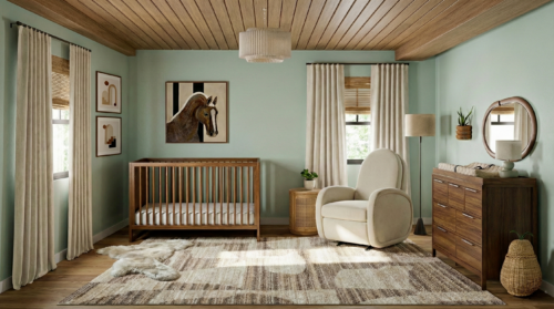 Sage Green Mid Century Modern Nursery Design