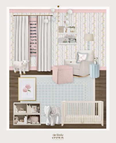 Blue & Blush Toddler Bedroom with Classic Floral Wallpaper