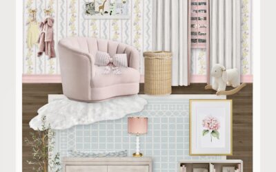 Blush, Blue & Yellow Nursery with Classic Floral Wallpaper